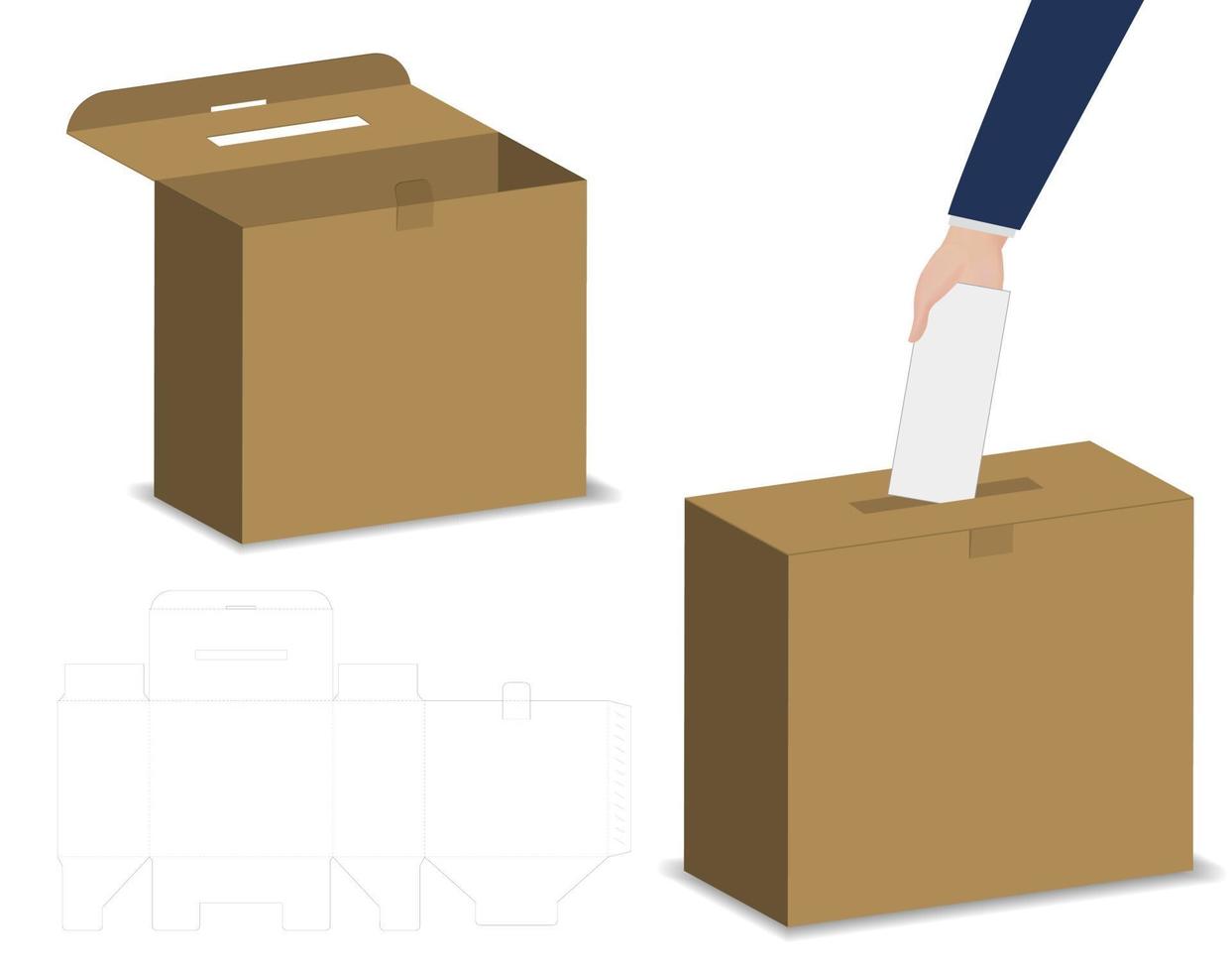 Box packaging die cut template design. 3d mock-up vector