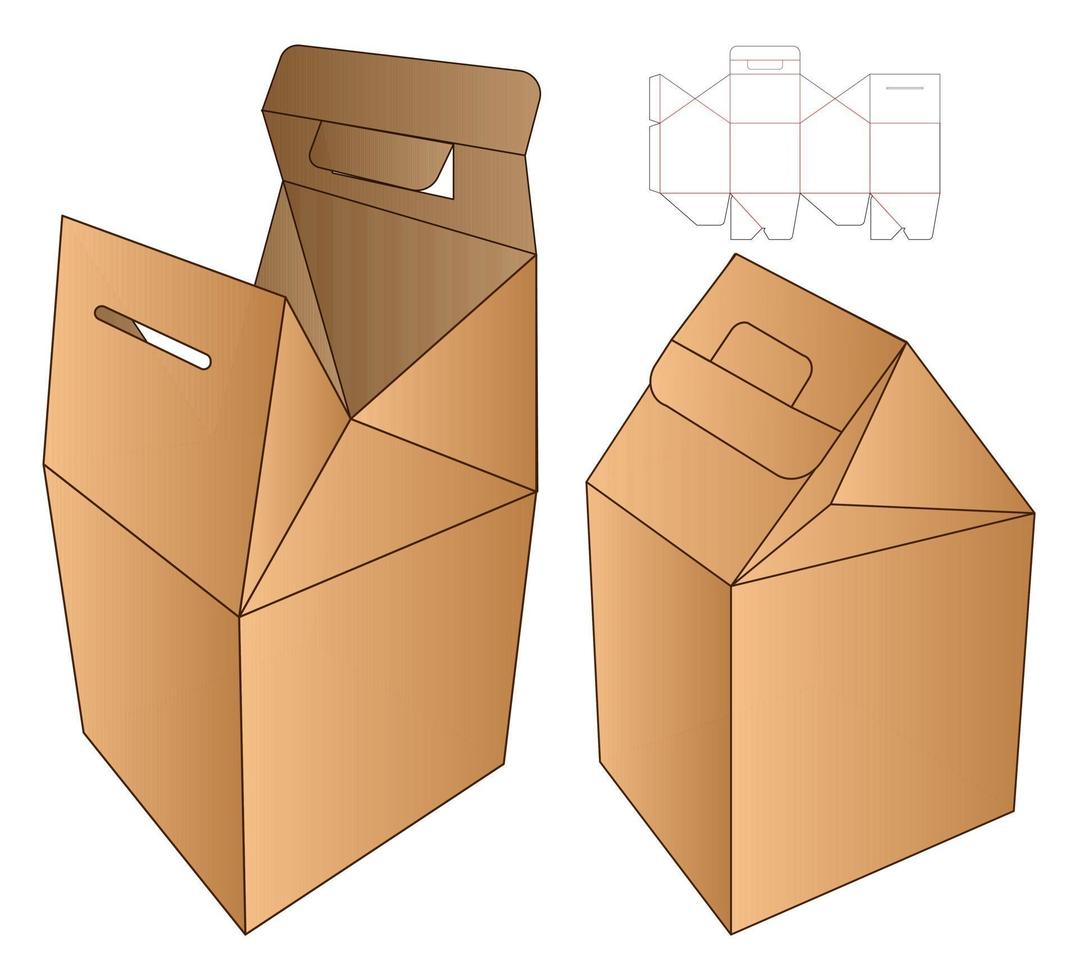 diseño de plantilla troquelada de embalaje de caja. Maqueta 3d vector