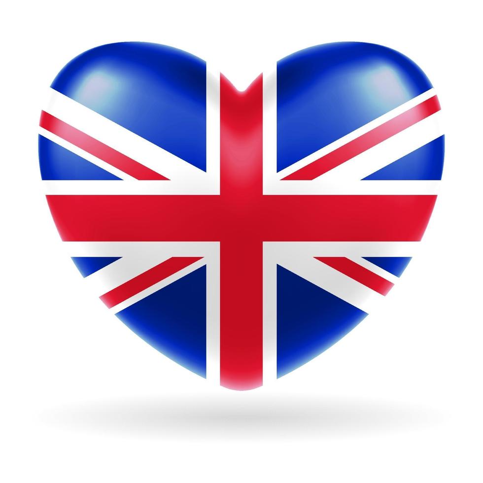 inglaterra reino unido bandera vector de forma de corazón