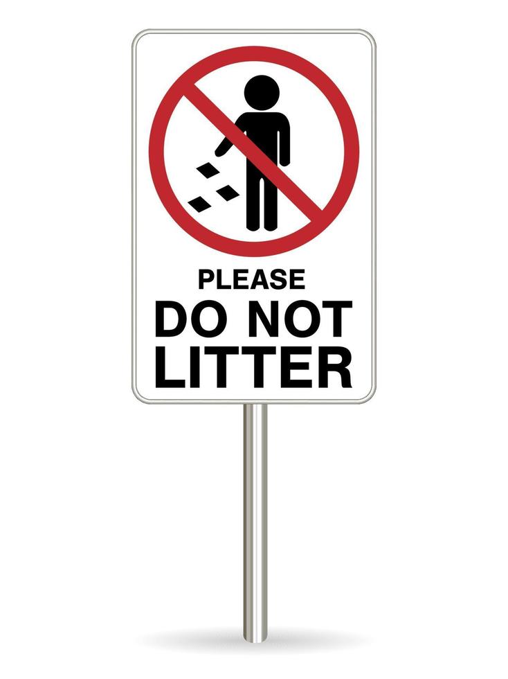 do not litter warning sing on white background vector