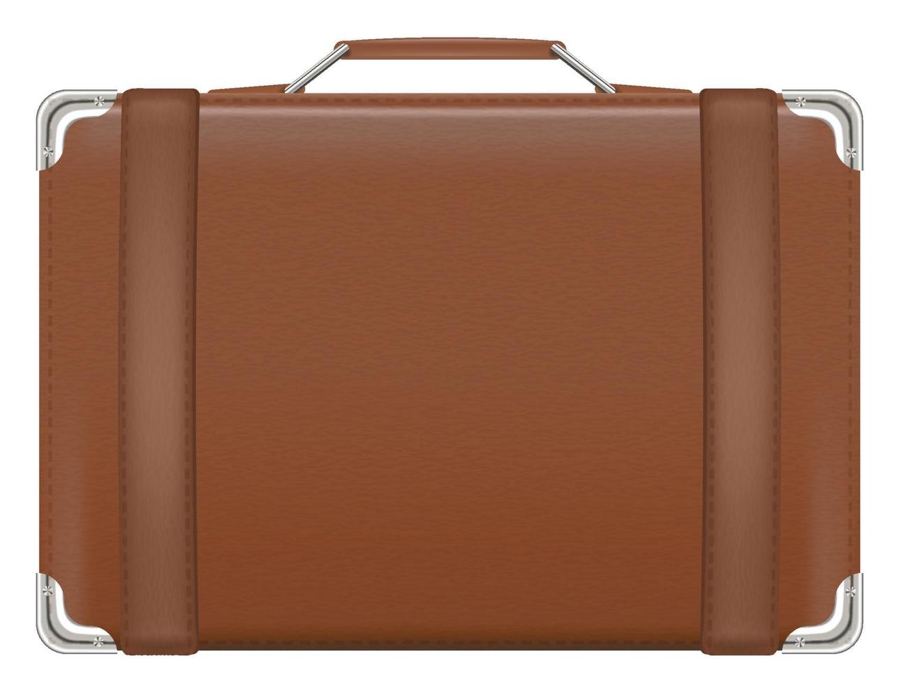 real brown old vintage leather suitcase travel bag vector