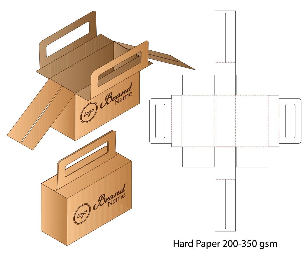Box packaging die cut template design. 3d mock-up vector