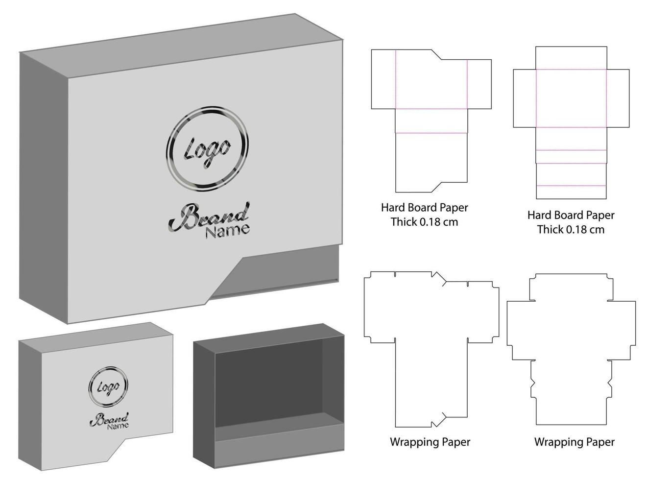 Box packaging die cut template design. 3d mock-up vector