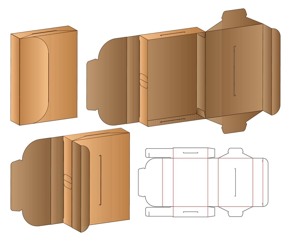 Box packaging die cut template design. 3d mock-up vector