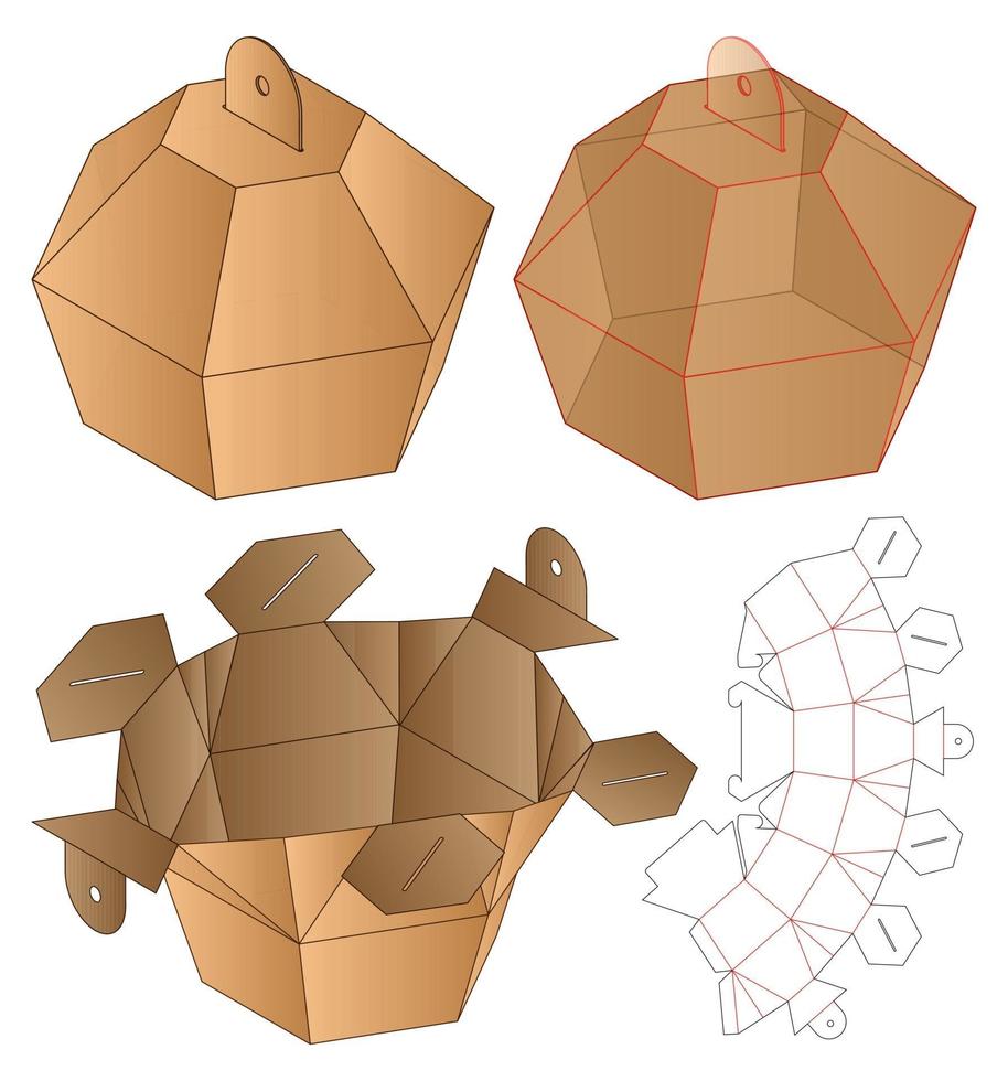 diseño de plantilla troquelada de embalaje de caja. Maqueta 3d vector