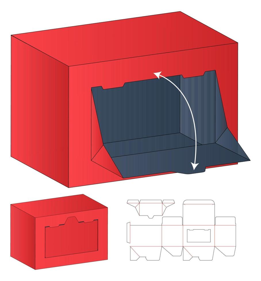 Diseño de plantilla troquelada de embalaje webbox. Maqueta 3d vector