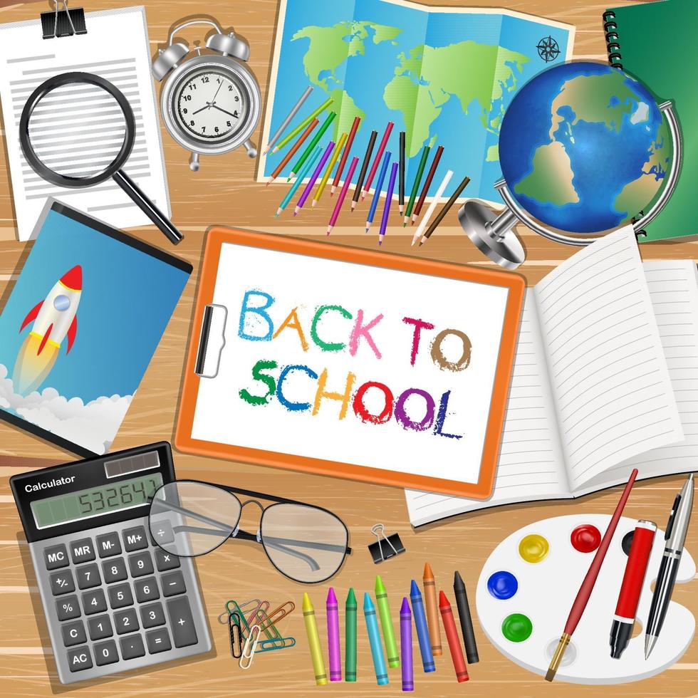 back to school background with education object vector