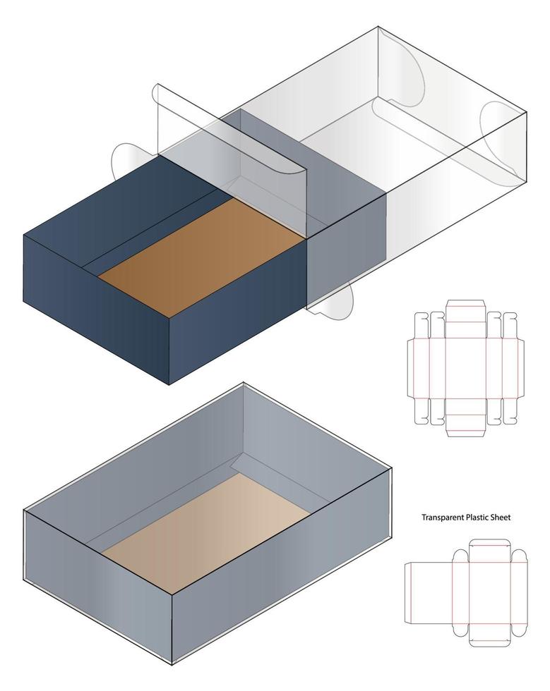 diseño de plantilla troquelada de embalaje de caja. Maqueta 3d vector