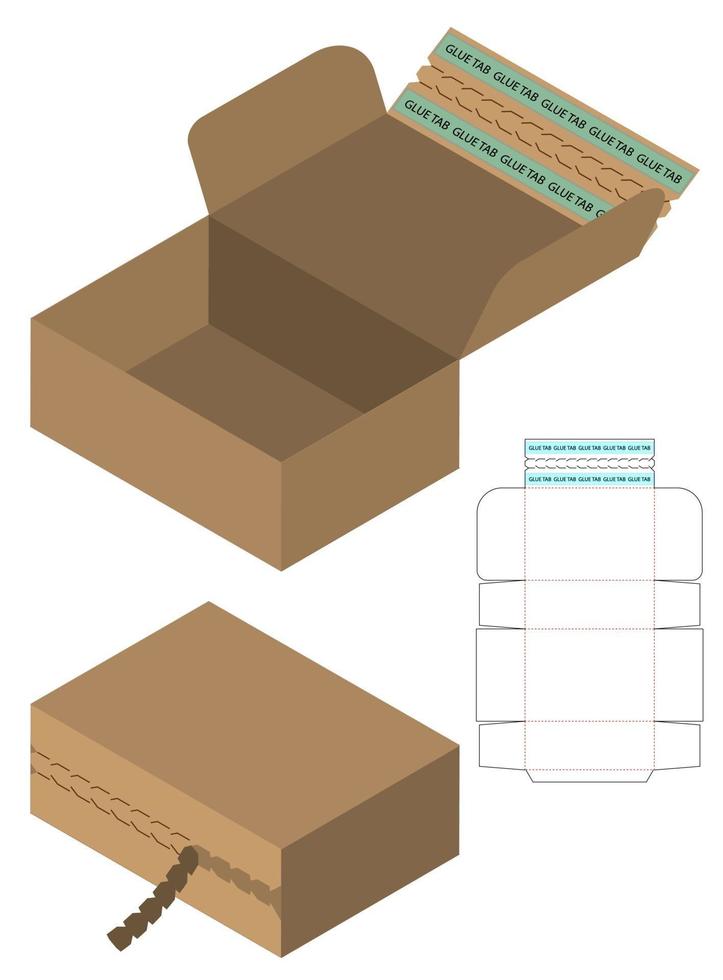 Diseño de plantilla troquelada de embalaje webbox. Maqueta 3d vector