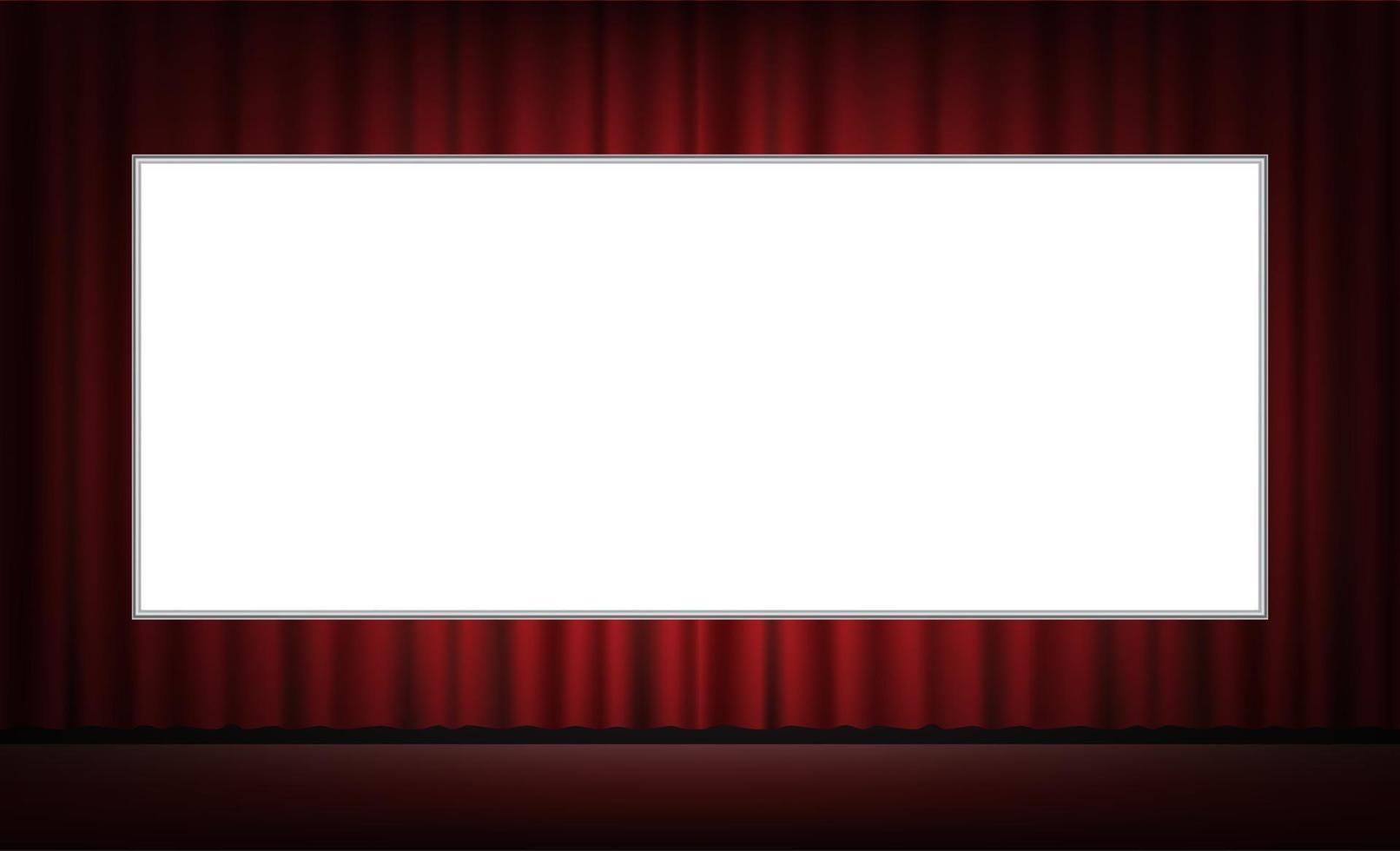 white movie screen with red curtain background vector