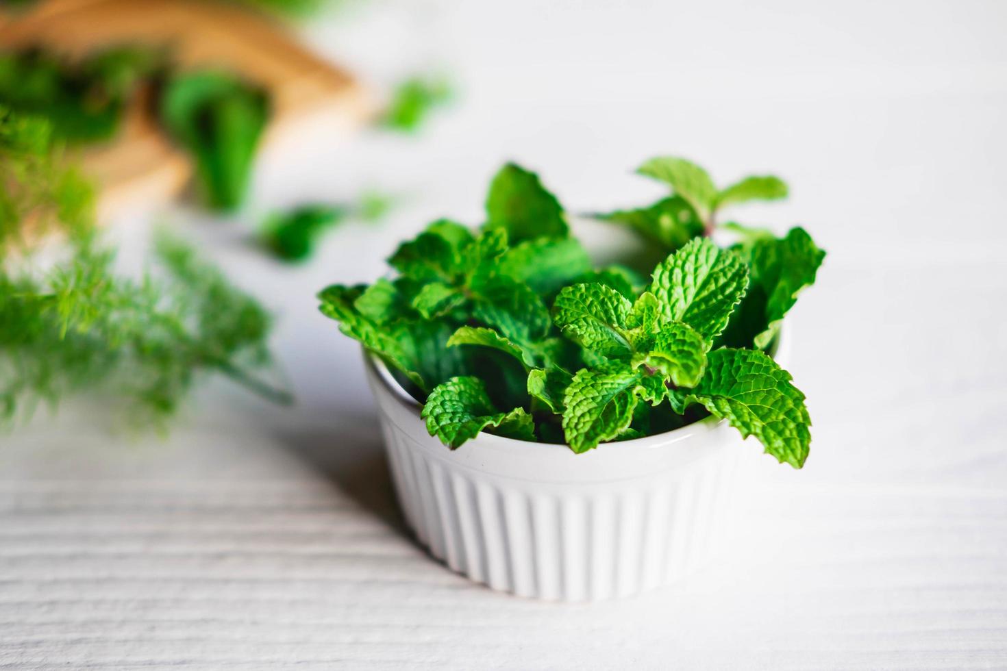 Close-up of mint in a bowl photo