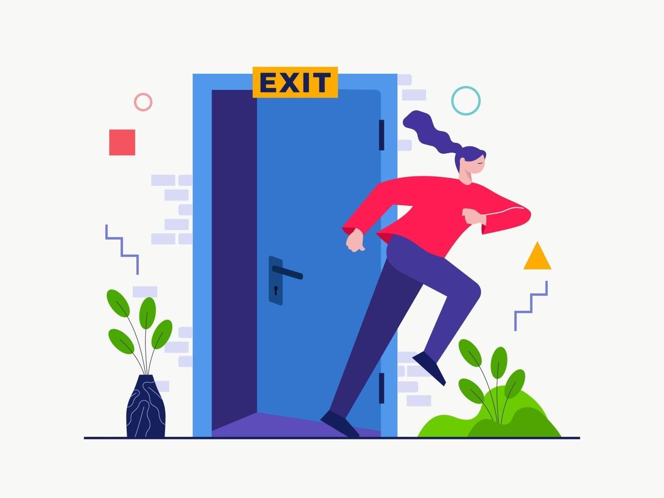 Exit from Door vector