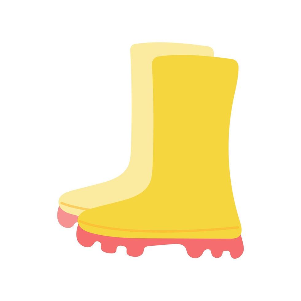 Yellow rubber garden boots on a white background. Vector illustration in flat style