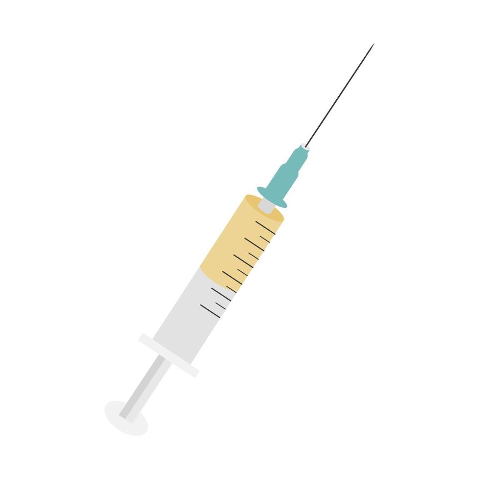 A syringe for injection with a vaccine on a white background. Vector illustration