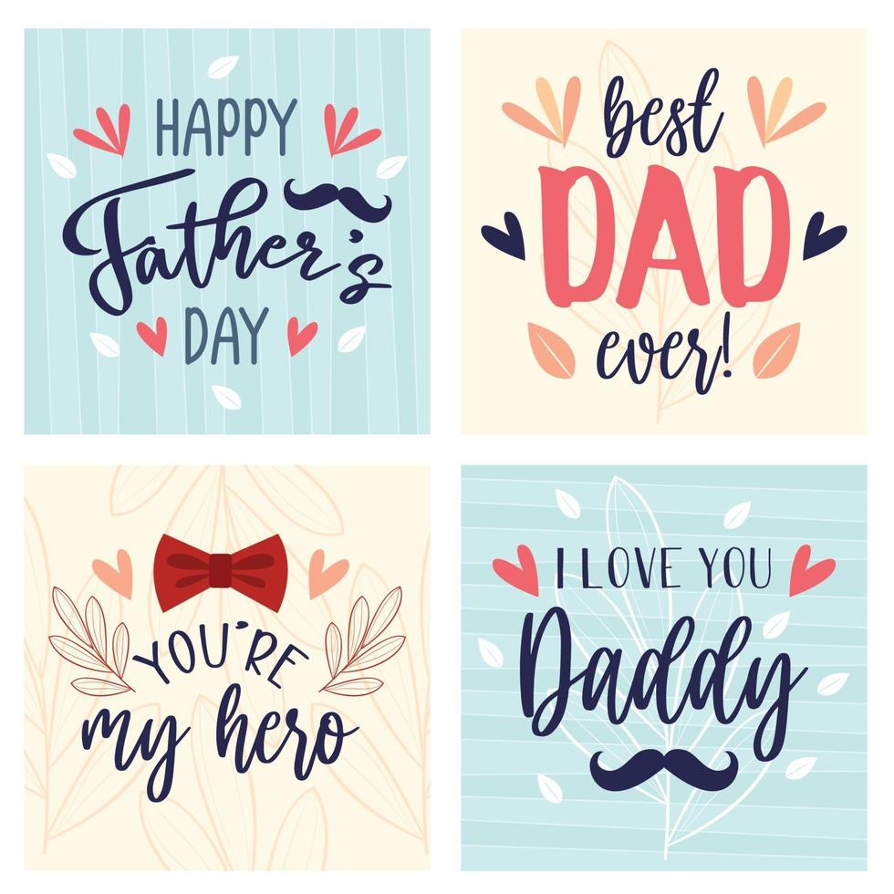 Father's Day Card Set Floral vector