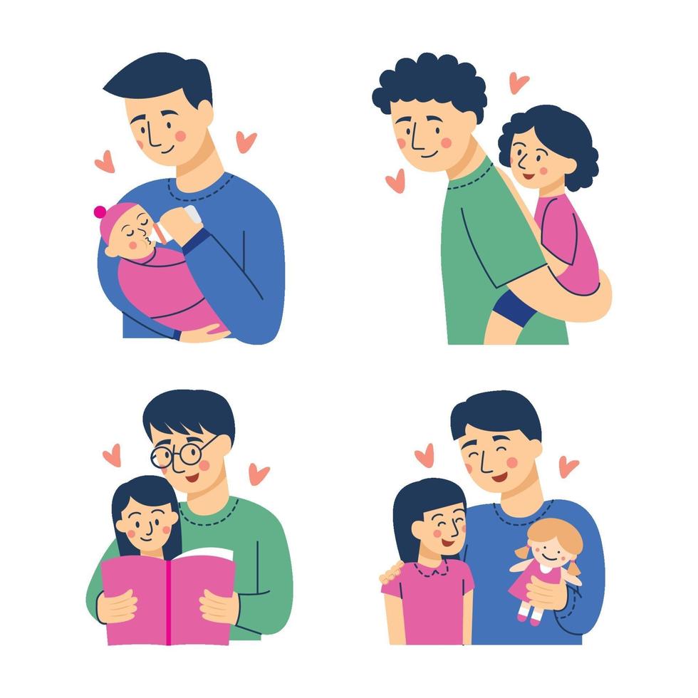 Father and Daughter Character Set vector