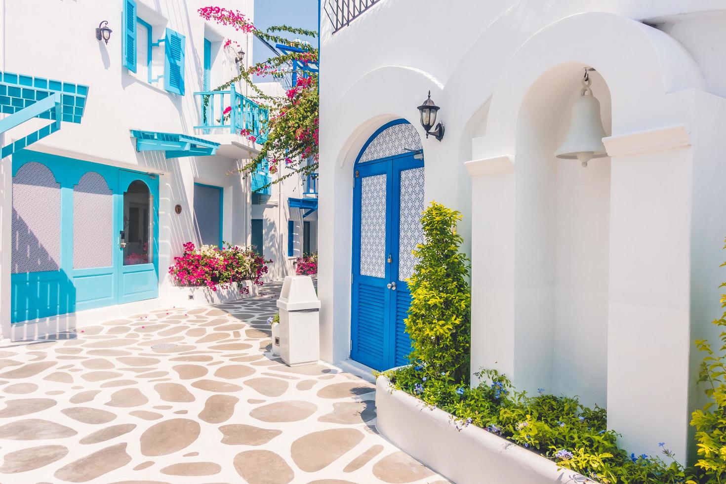 Traditional buildings on Santorini, Greece photo