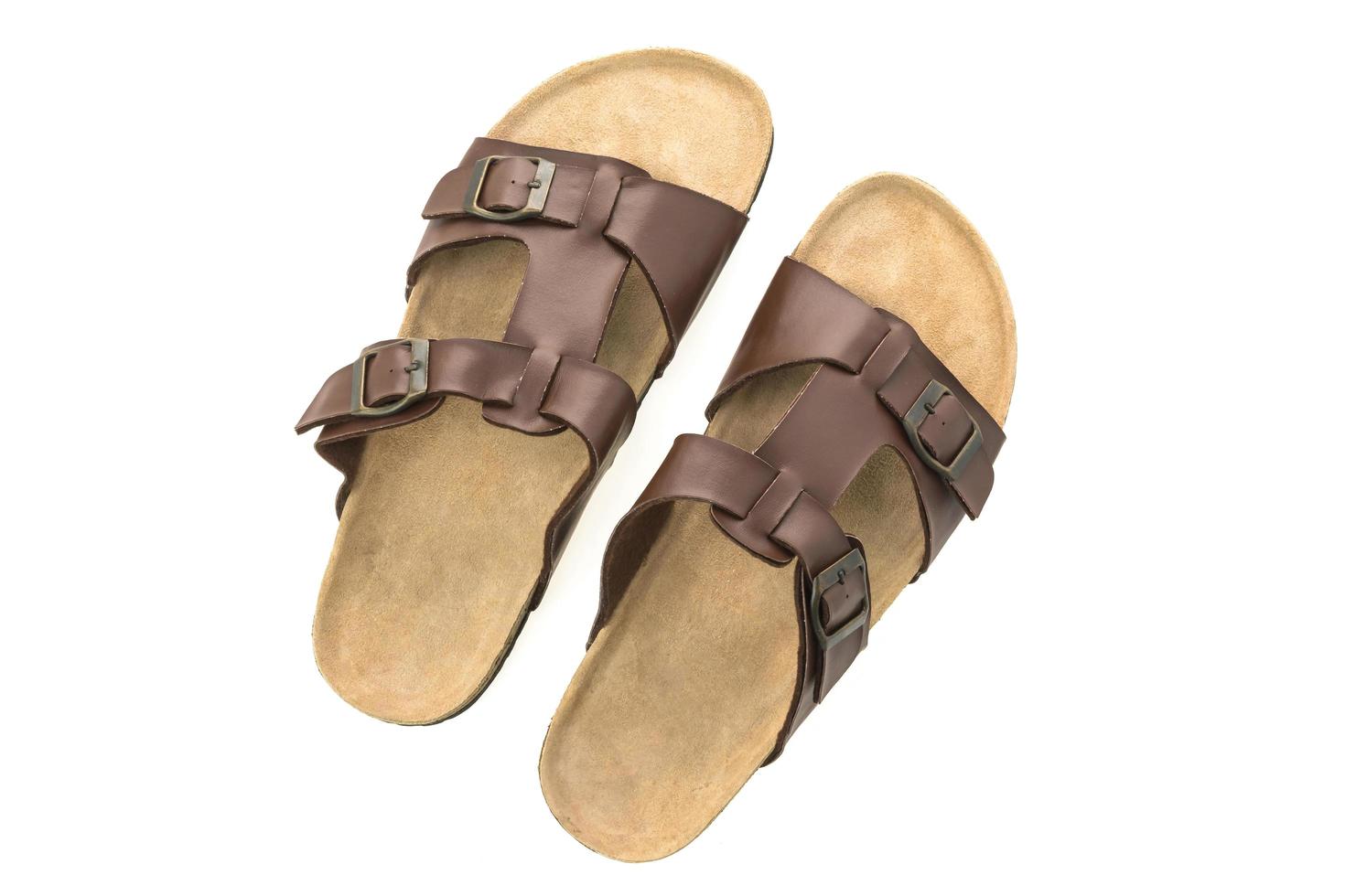 Men leather sandal and flip flop shoes photo