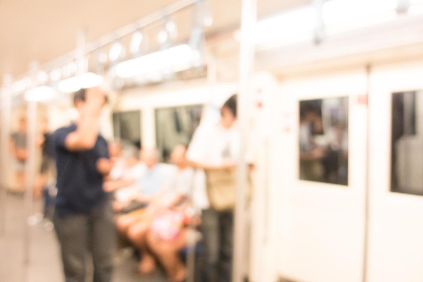 Abstract blur subway car interior for background photo