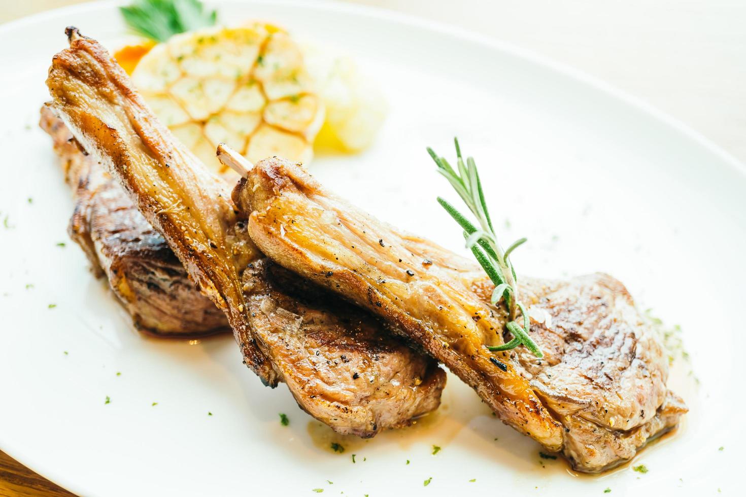Grilled lamb meat chop steak photo
