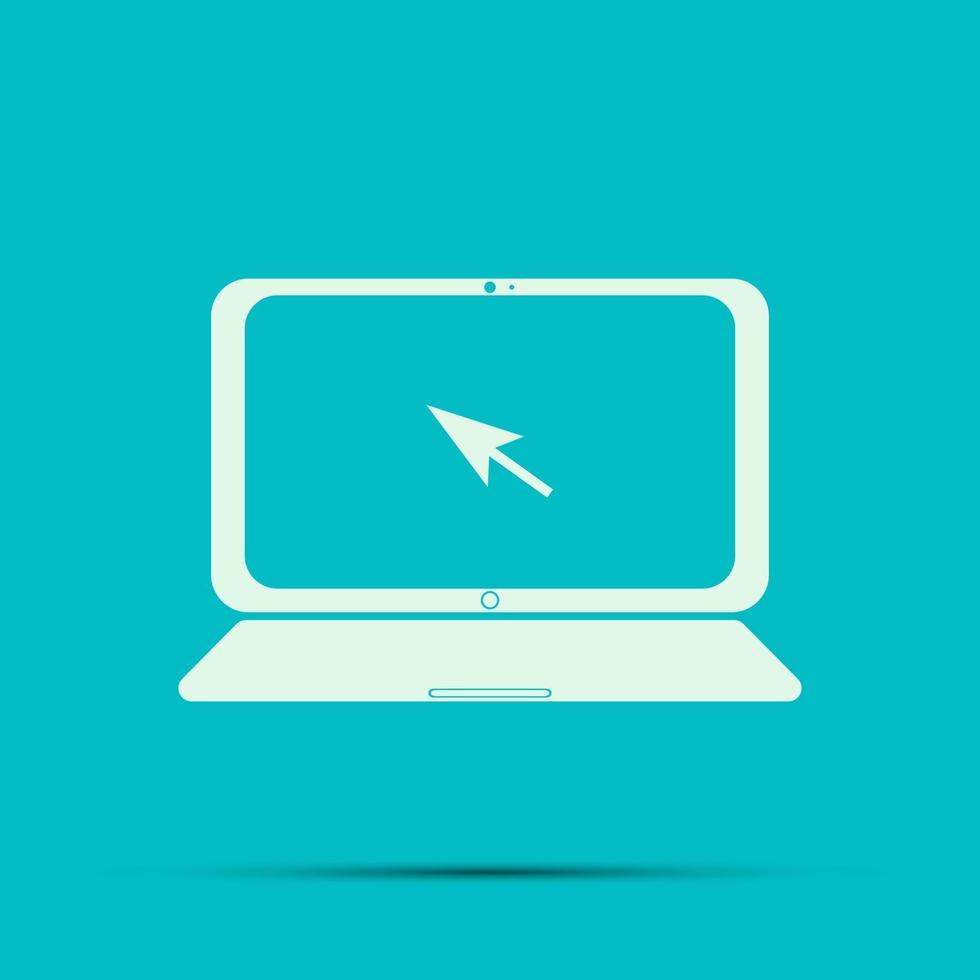 Laptop Icon in trendy flat style isolated on blue background.Vector illustration, EPS10. vector