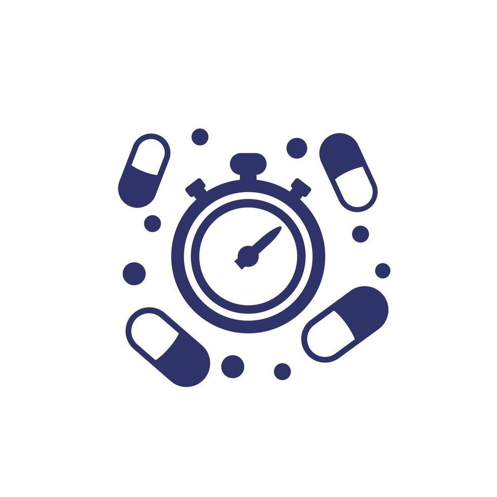 medication time icon with pills vector
