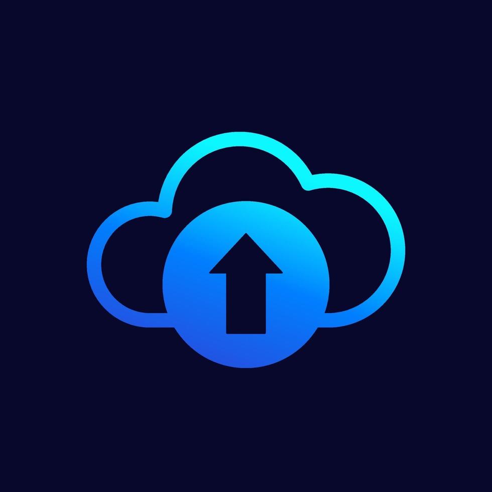 upload icon with a cloud, vector