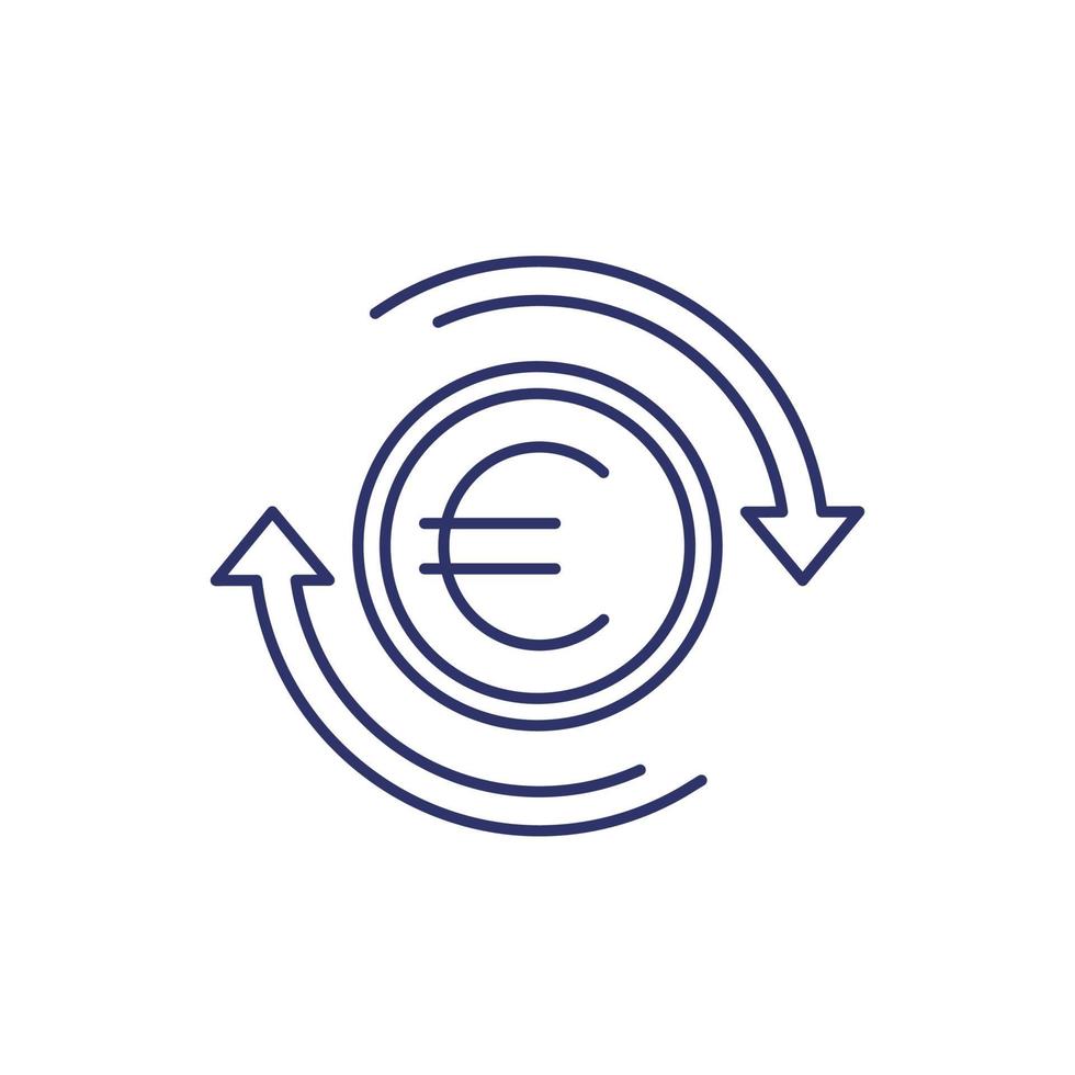 icono de línea de cambio, dinero y finanzas de euro vector