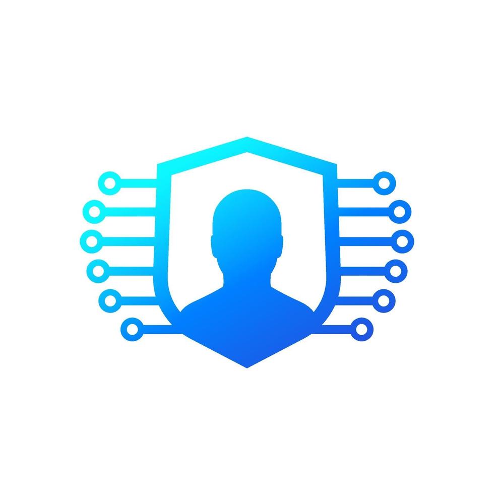 icono de privacidad y protección del usuario en blanco vector