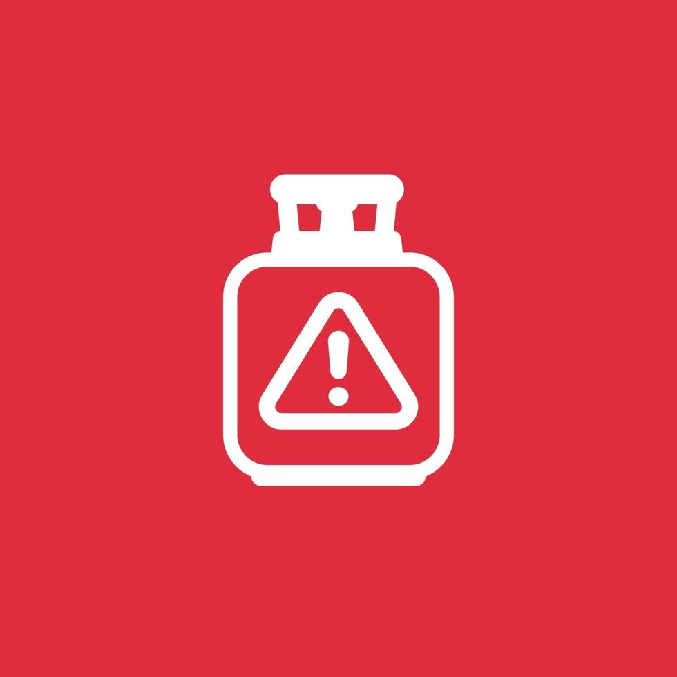 LPG tank, gas cylinder icon with warning symbol vector