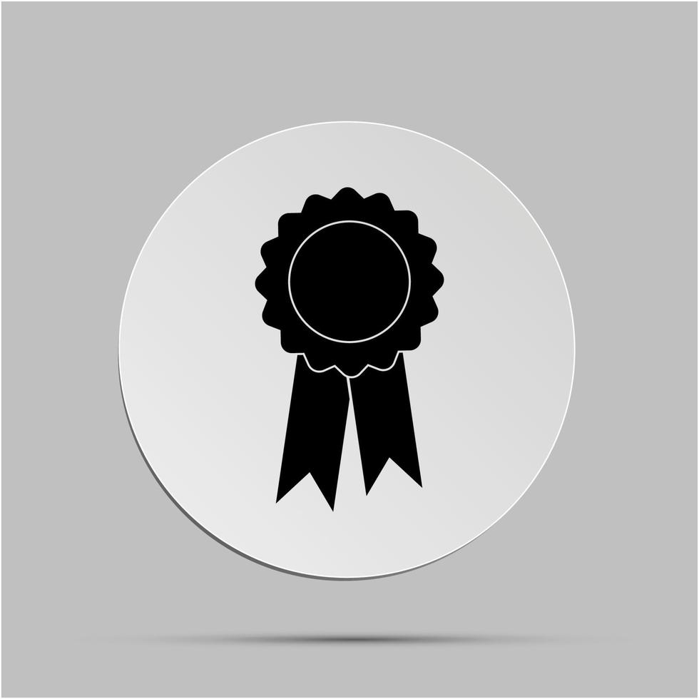 badge with ribbons - black vector icon with shadow. Symbols for your web site design logo, UI, Vector Illustration, EPS10