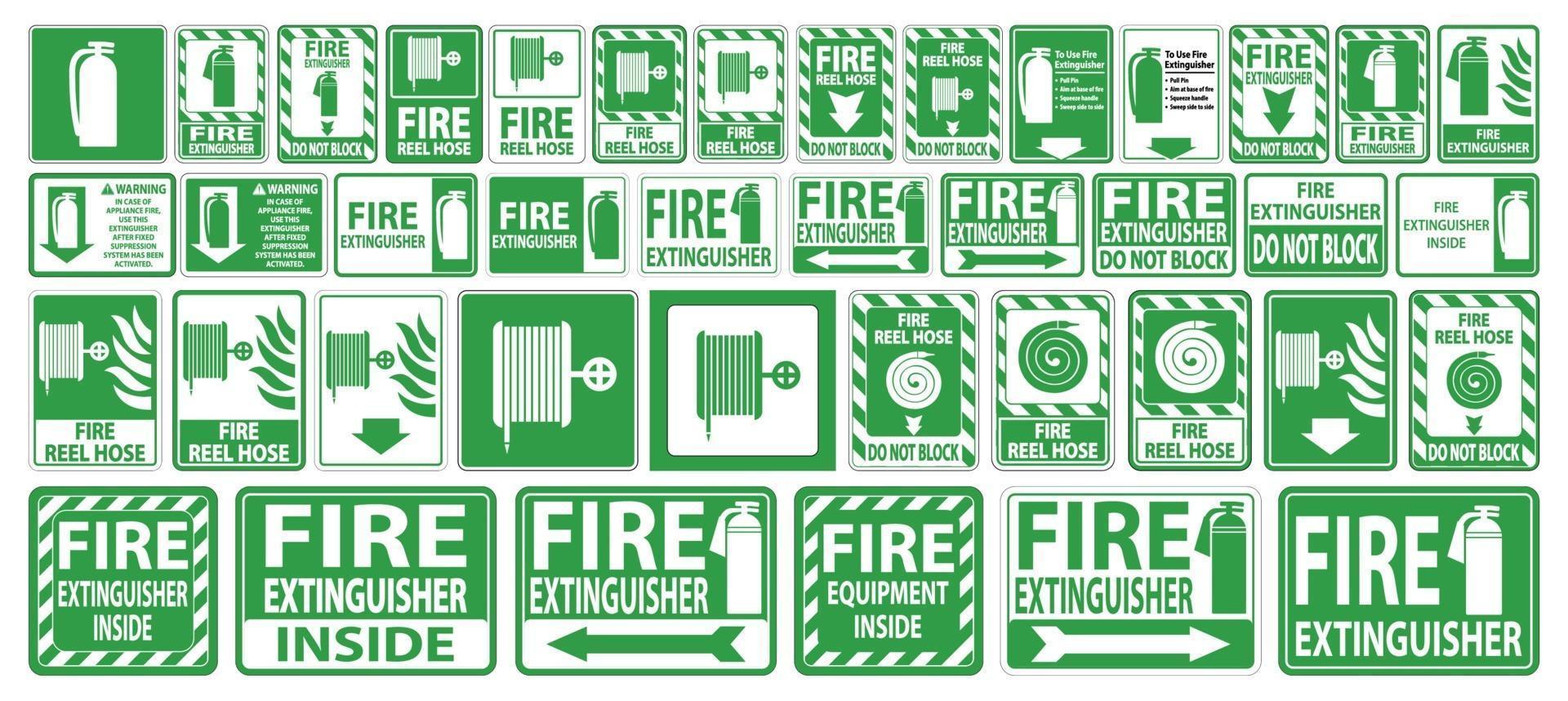 Set label Fire extinguisher Sign on white background 2265488 Vector Art at  Vecteezy