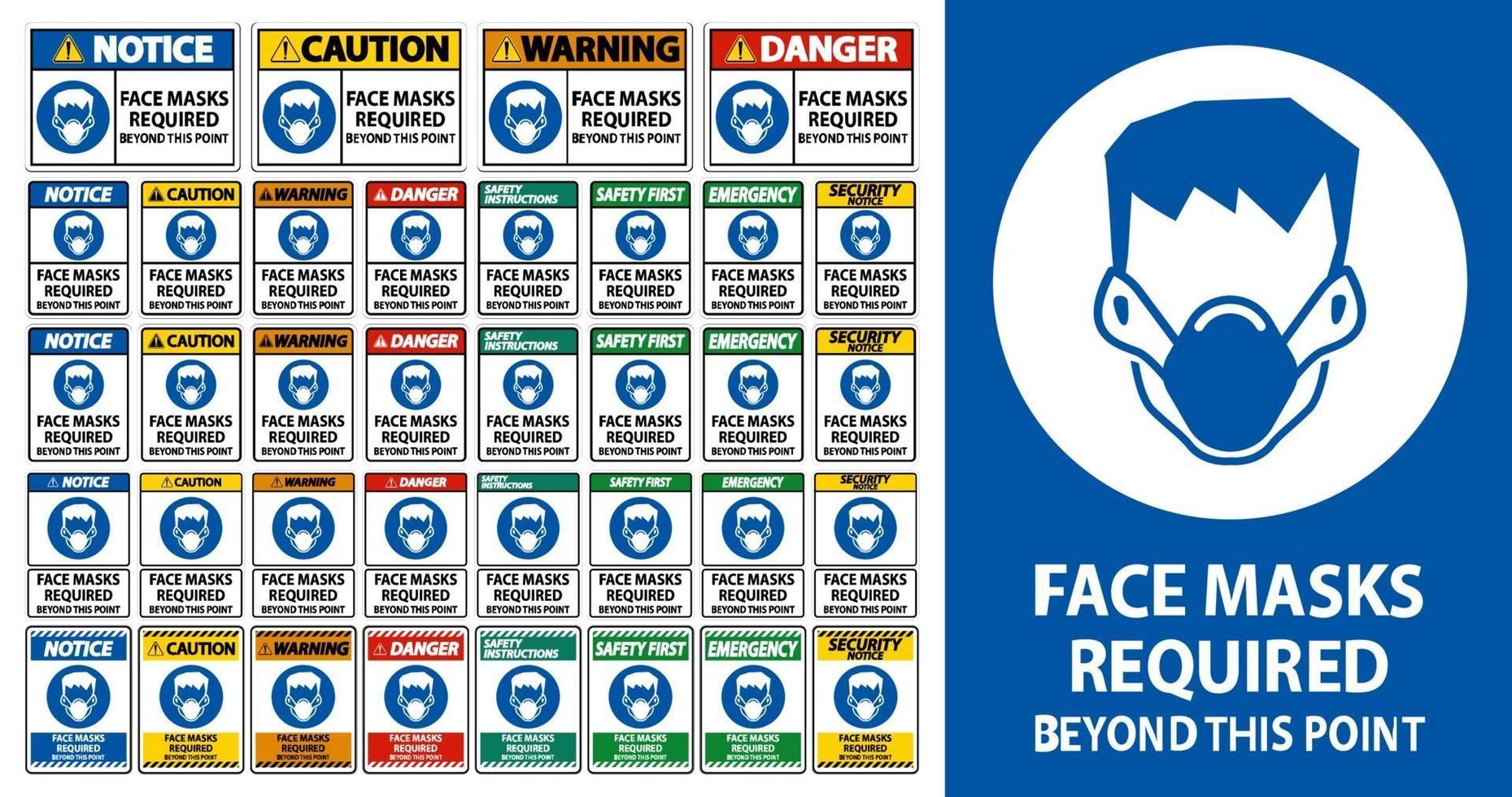 Face Masks Required Beyond This Point Sign Isolate On White Background,Vector Illustration EPS.10 vector