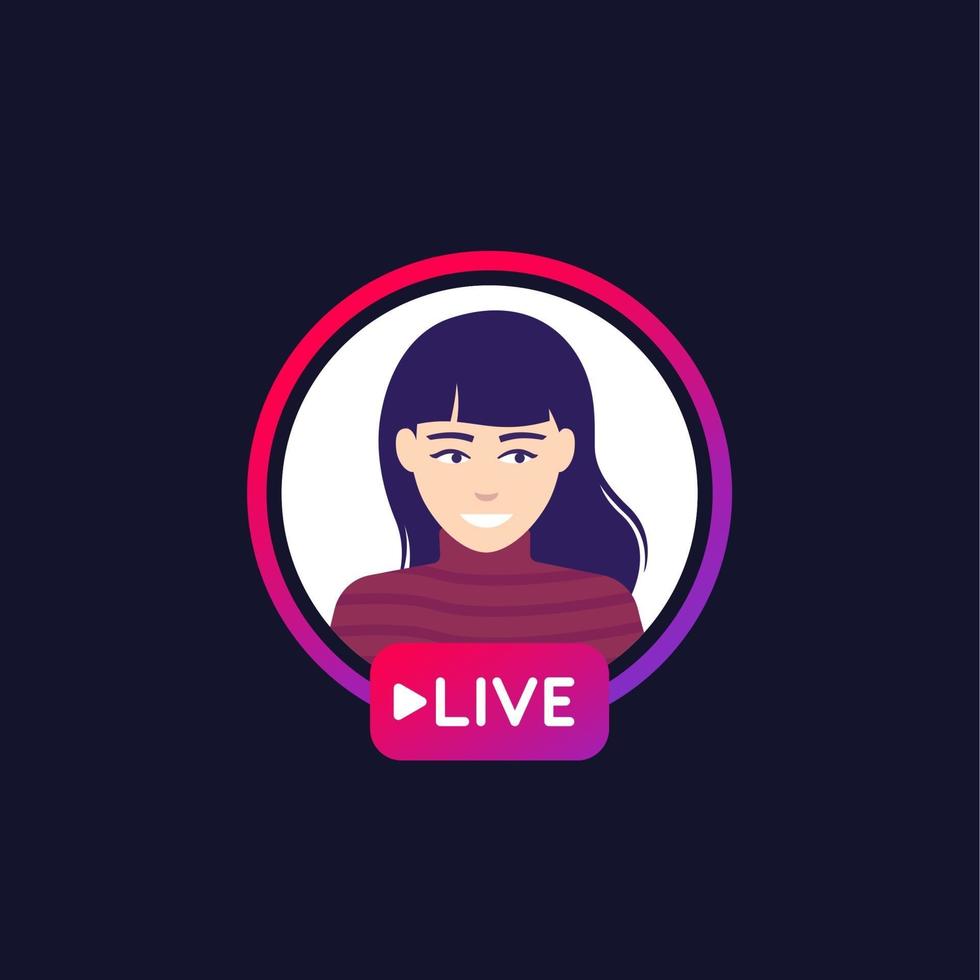 transmisión en vivo con una chica, vector