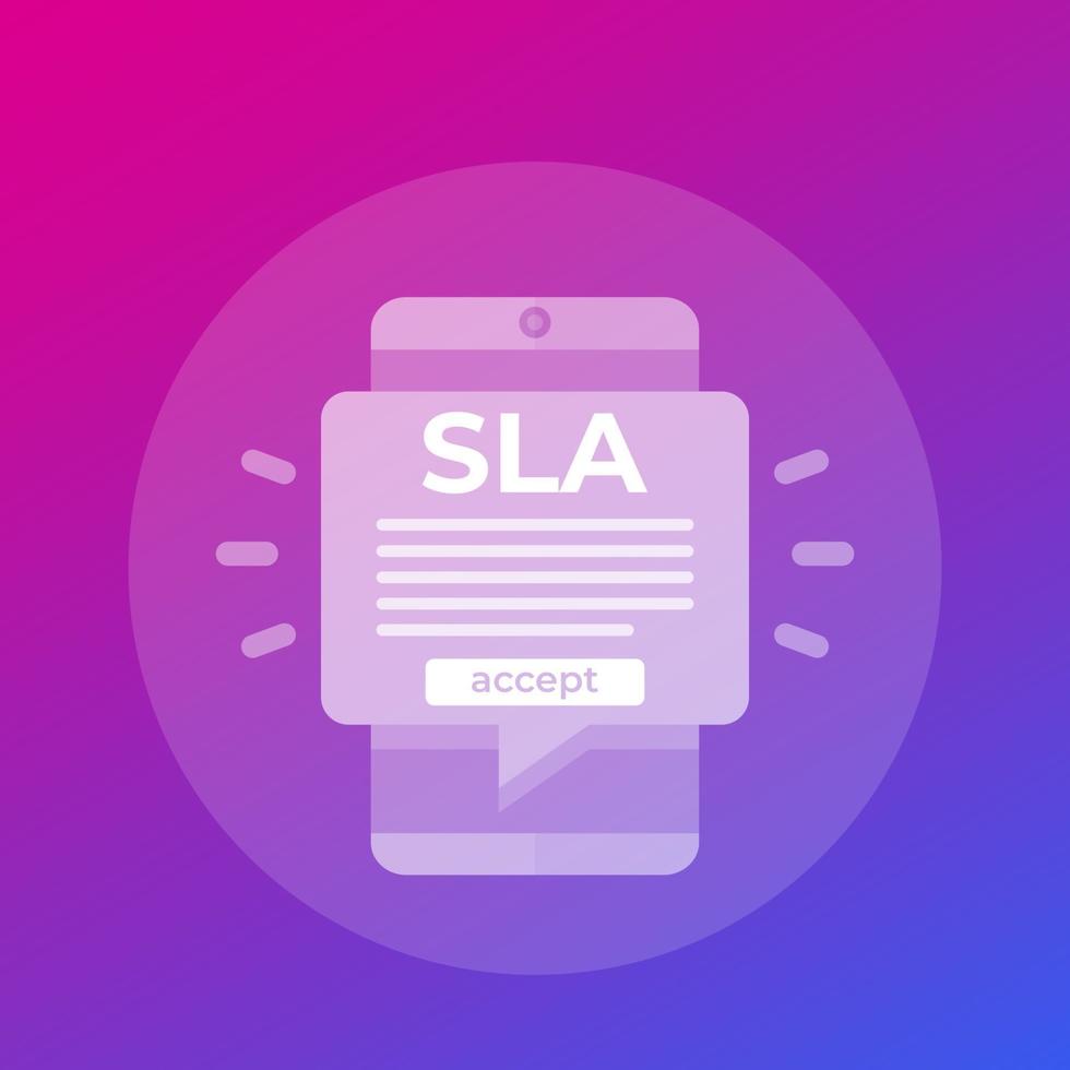 SLA, service level agreement in mobile app, vector art