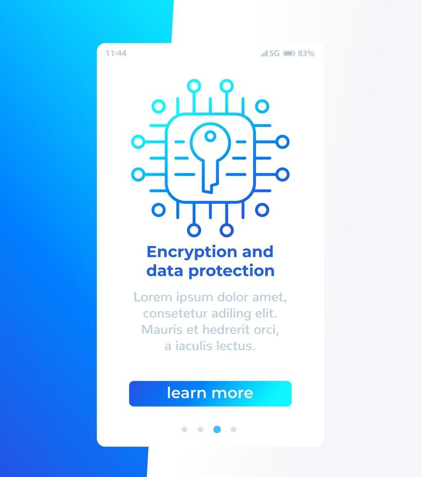 Encryption and data protection, mobile banner design vector
