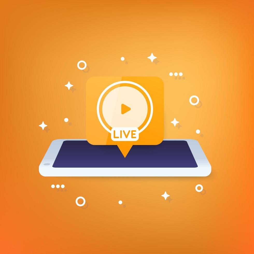 Live stream vector icon with a phone