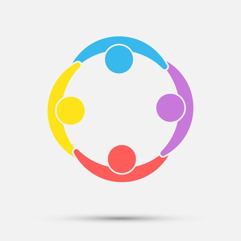 meeting room people logo.group of four persons in circle vector