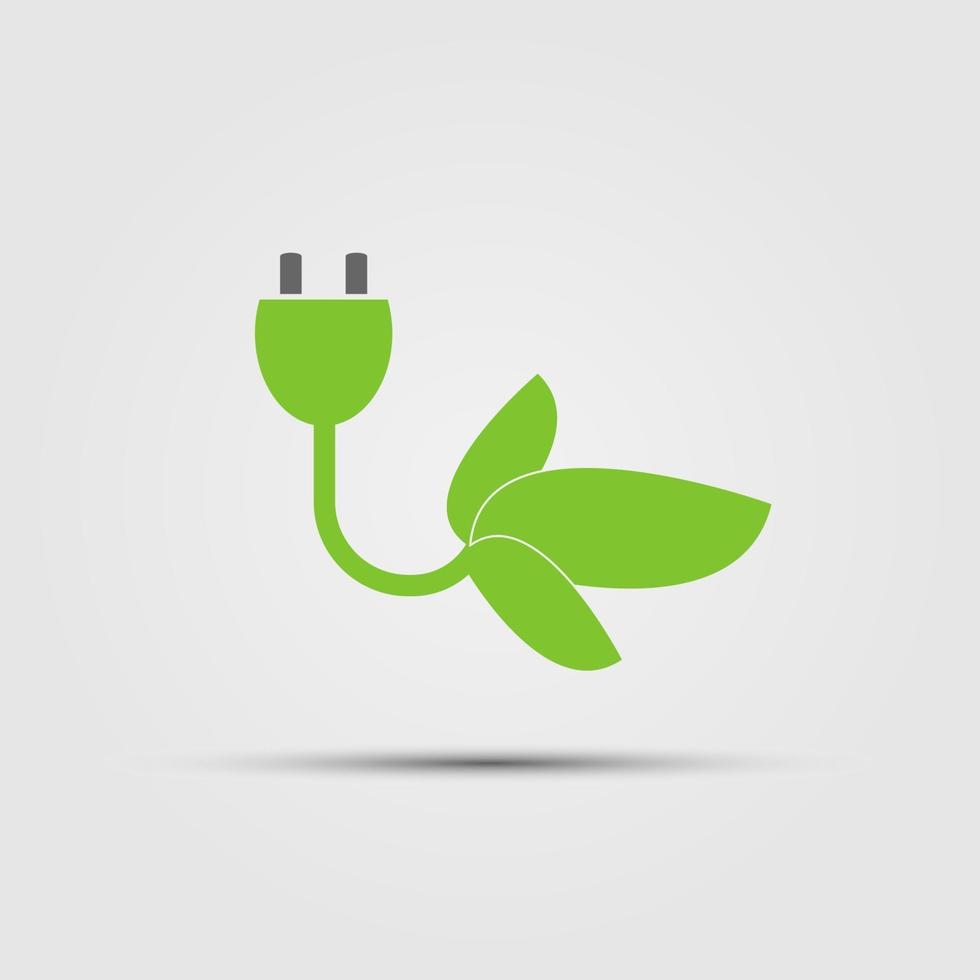 Concepto de ecología con enchufe eléctrico verde- ilustración vectorial vector