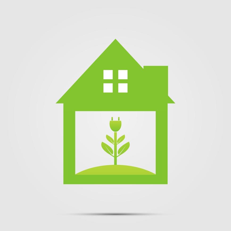 Ecological symbol of a green home socket or green logo vector