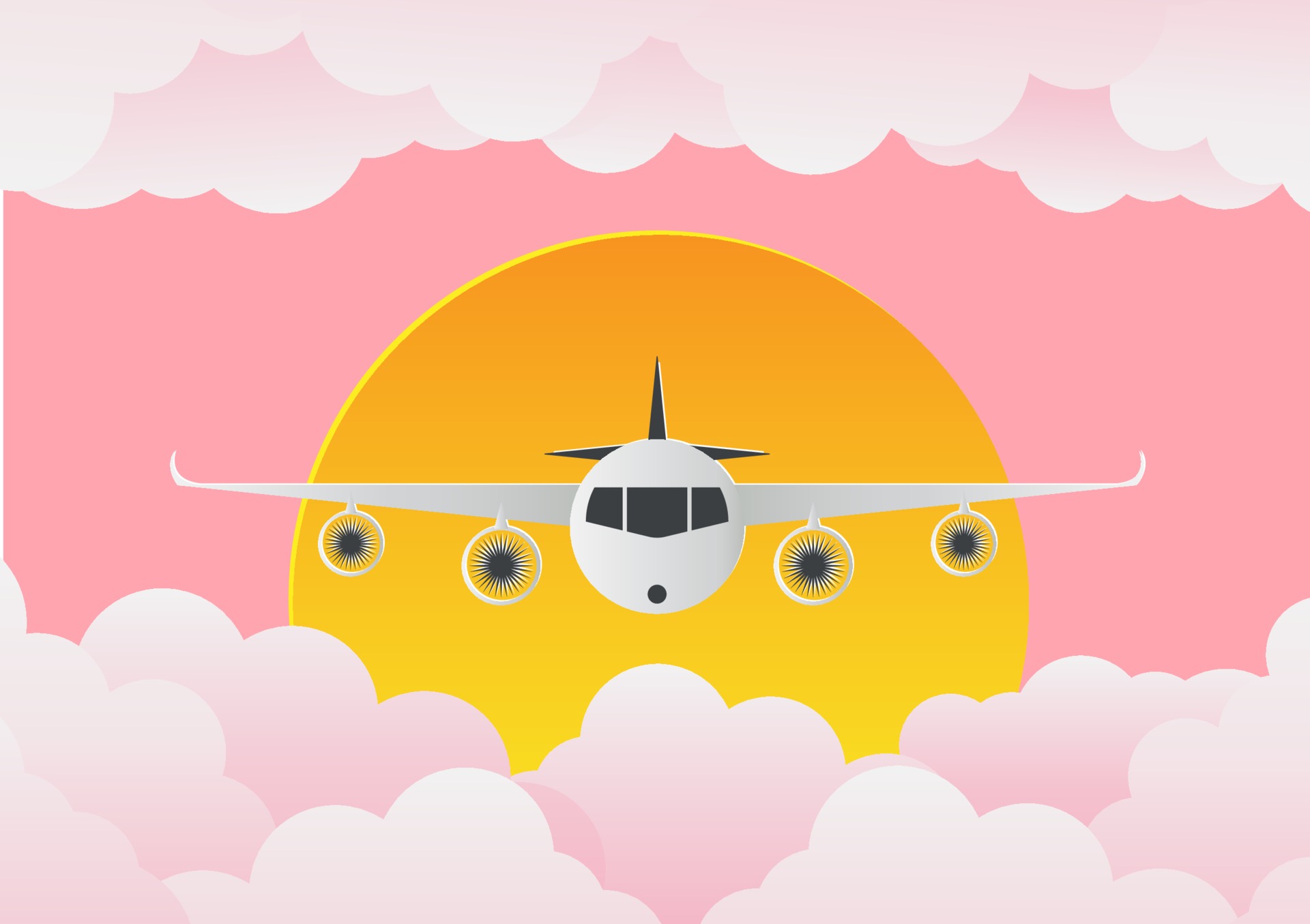 Airplane with clouds and sun on pink illustration 2265560 Vector Art at Vecteezy Airplane with clouds and sun on pink illustration 2265560 Vector Art at Vecteezy