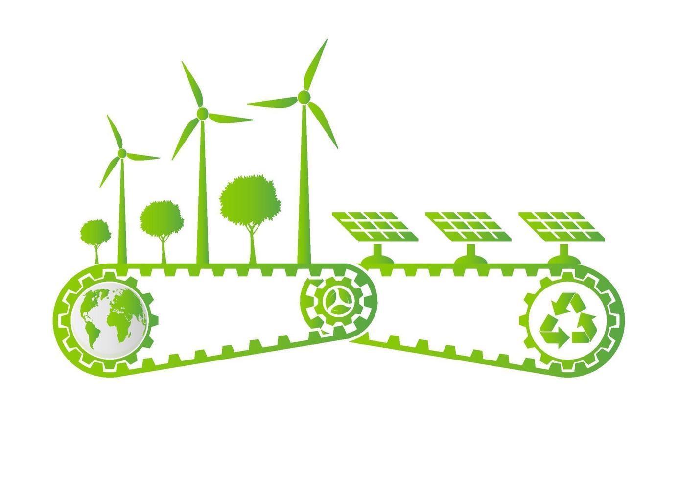 Ecology Saving Gear Concept And Environmental Sustainable Energy Development,Vector illustration vector