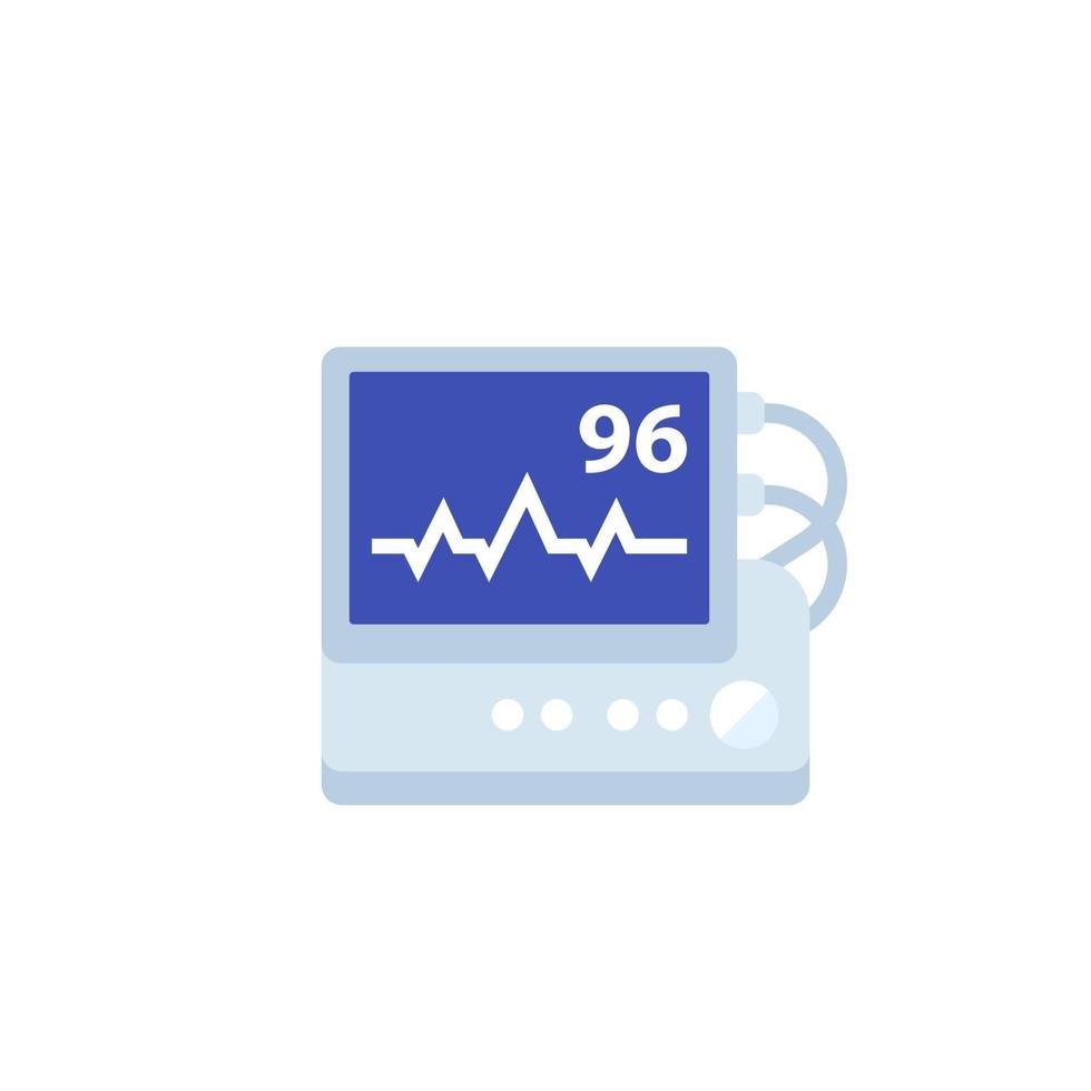 ecg, icono plano de vector de monitor de frecuencia cardíaca