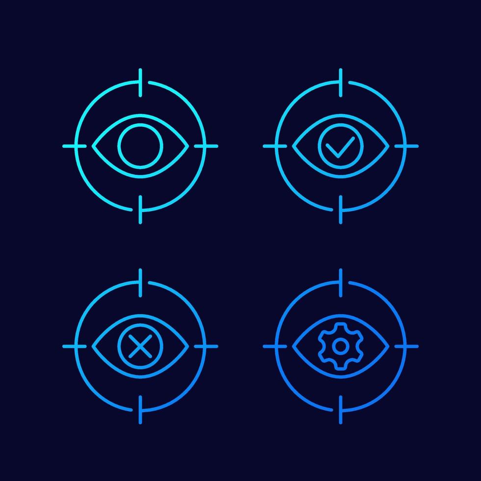 retina scanning thin line icons vector