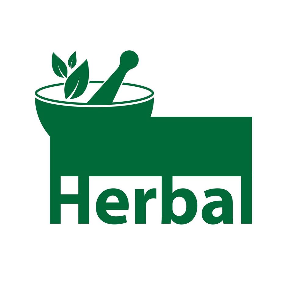 Plantilla de logotipo de hierbas verdes, a base de hierbas sobre fondo blanco. vector