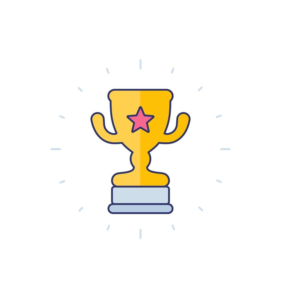 trophy cup icon with outline vector