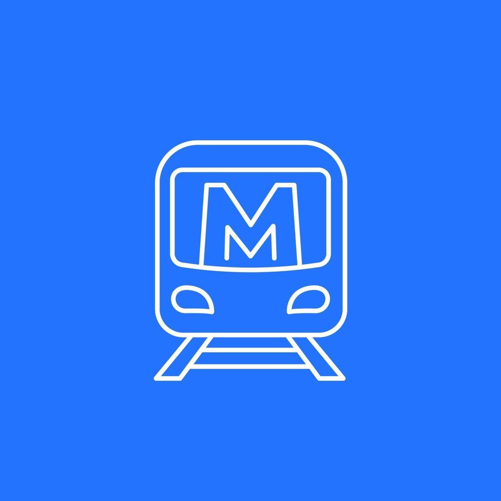 icono de metro, vector de línea blanca