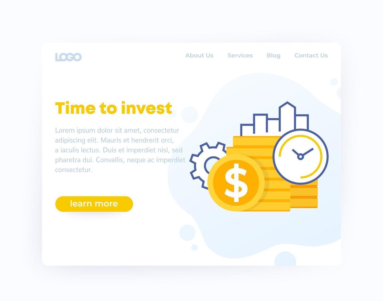 Investing website template design, vector