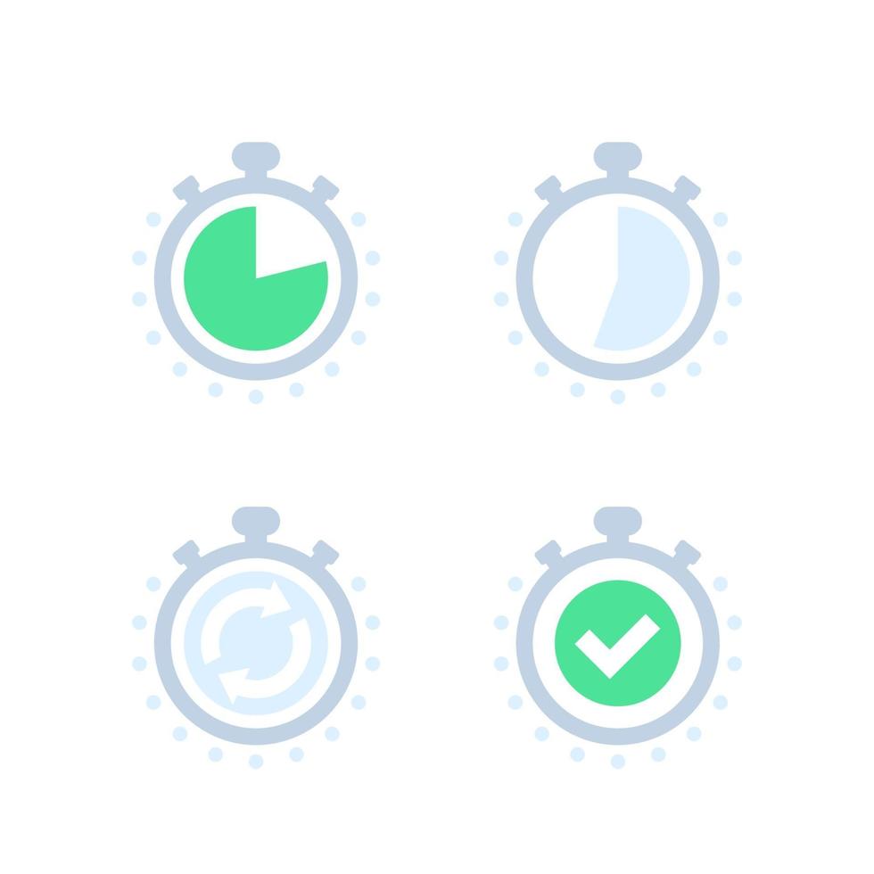 chronometer, timer, countdown icons on white vector