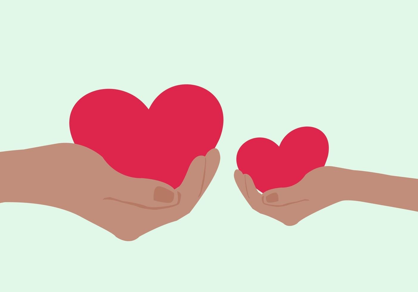 Hand holding heart.Give a pink heart with love. vector